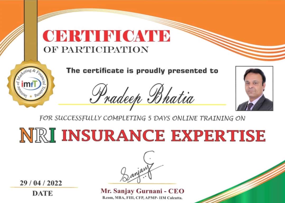Certificate - NRI Insurance Expertise